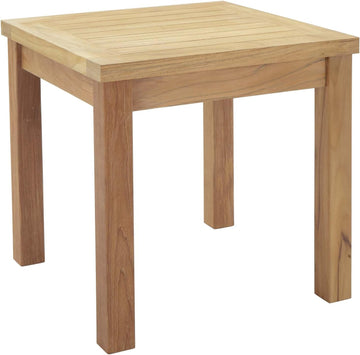 Marina Premium Grade A Teak Wood Outdoor Patio Square Side End Table in Natural