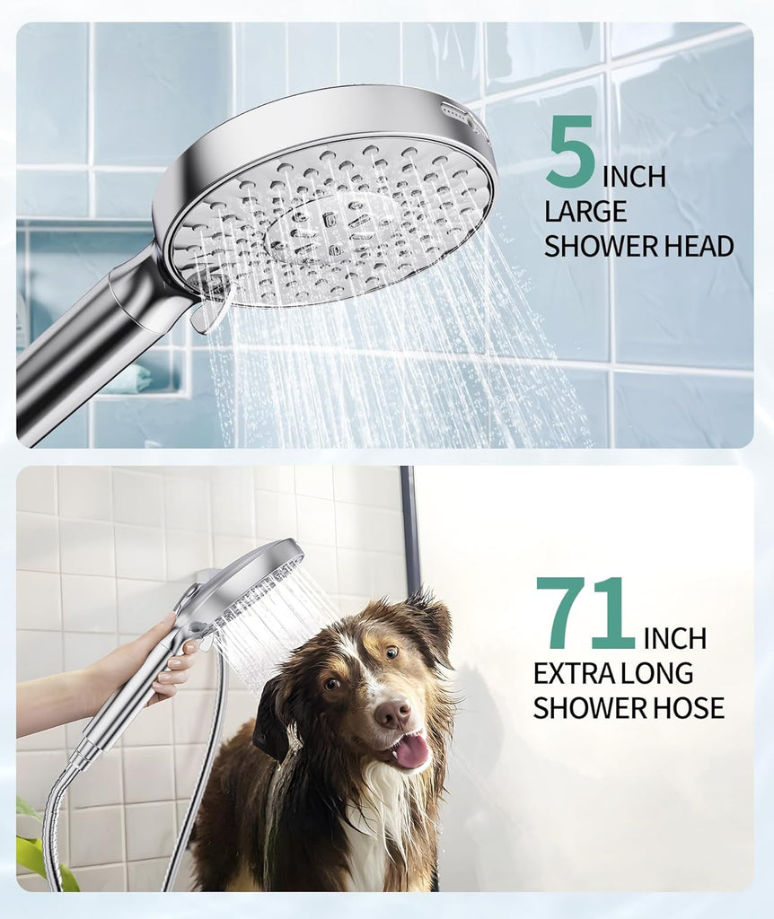 Filtered Shower Head with Handheld High Pressure 9 Spray Mode Showerhead Detachable Shower Head Water Softener Filters