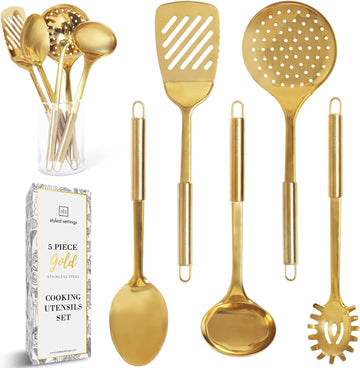 Gold Cooking Utensils Set, 5-Piece