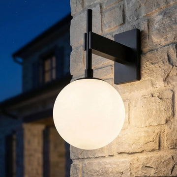 Modern Globe Outdoor Wall Sconce, 18.1" Large Black Porch Lights