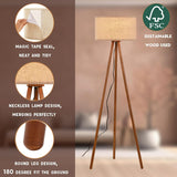 Wood Tripod Floor Lamp, Farmhouse Wooden Floor lamp with 3 Color Temparature LED Bulb, Footswitch
