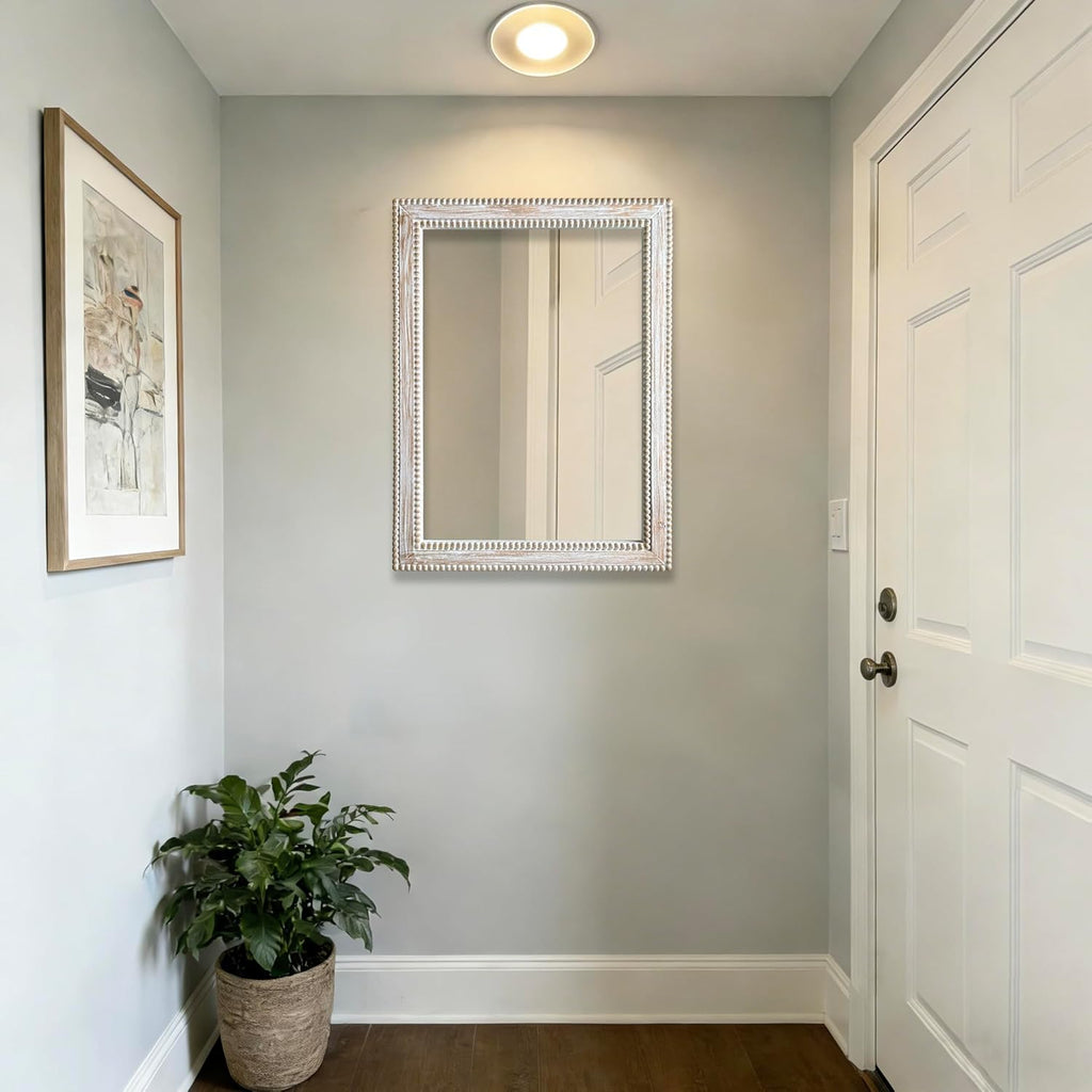 24x32 Inch Rectangular Wood Wall Mirror Rustic Farmhouse Decorative Mirrors with Wooden Frame Bedroom Bathroom