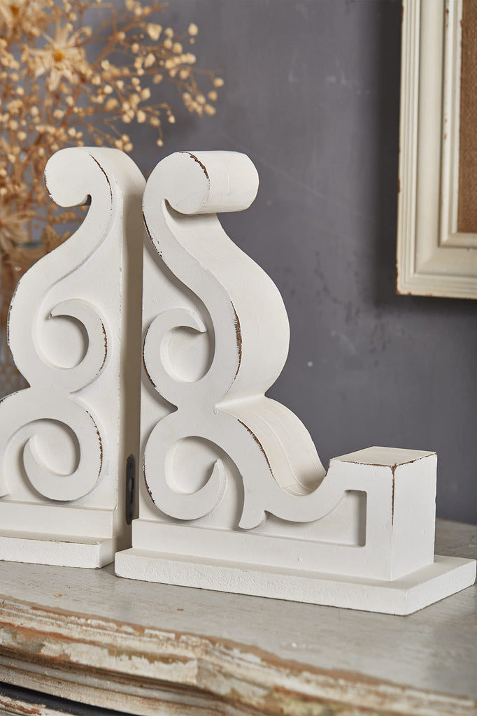 Rustic Wooden Corbels Set of 2, Handmade Distressed White