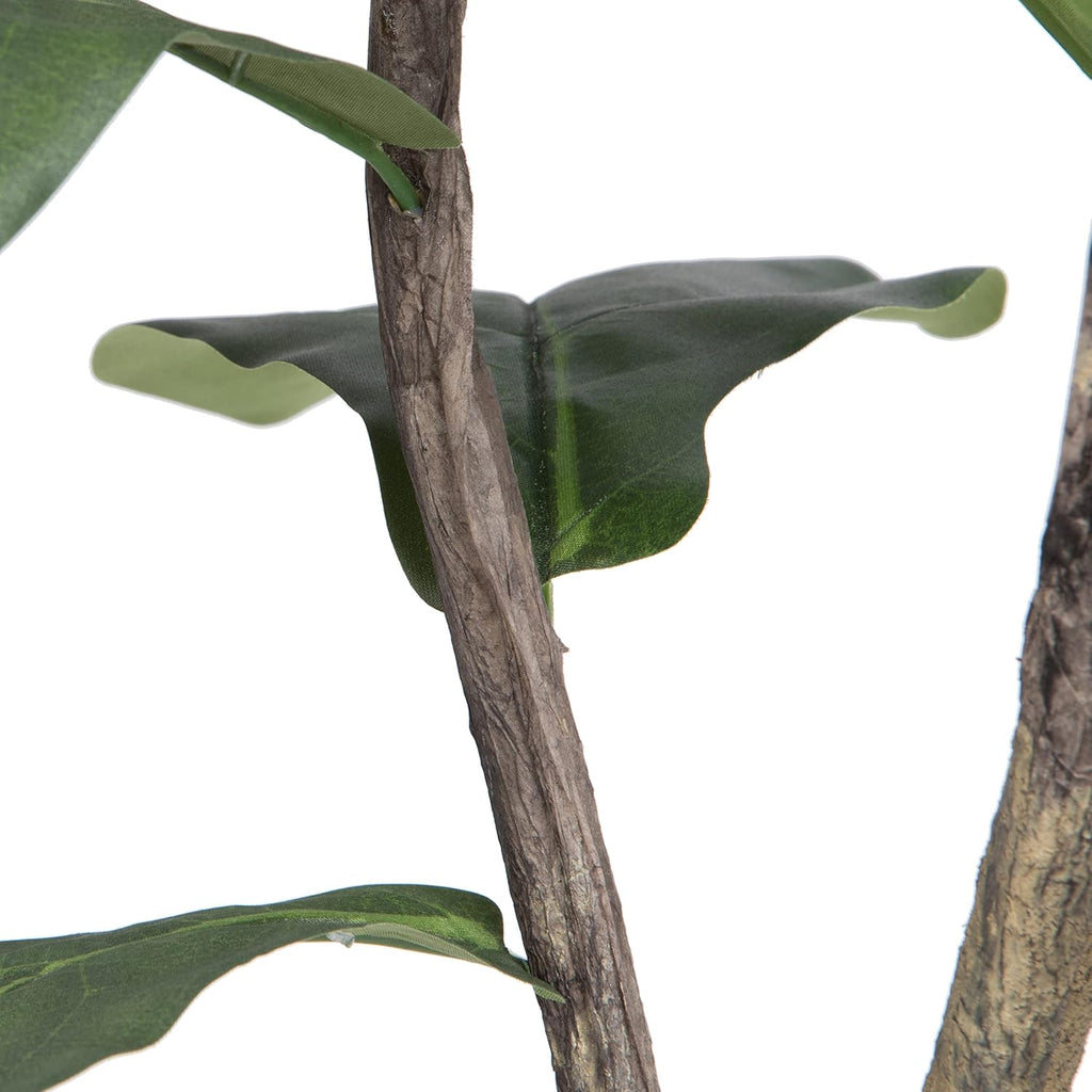 8ft Artificial Potted Fiddle Tree - 114 Large Fiddle Leaves - Green Silk - Artificial Indoor Fiddle Plant - Single