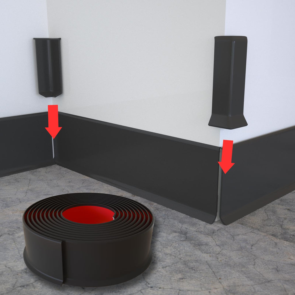 Self Adhesive 6 Inch Baseboard Corner Blocks, Black, 6-Piece Set