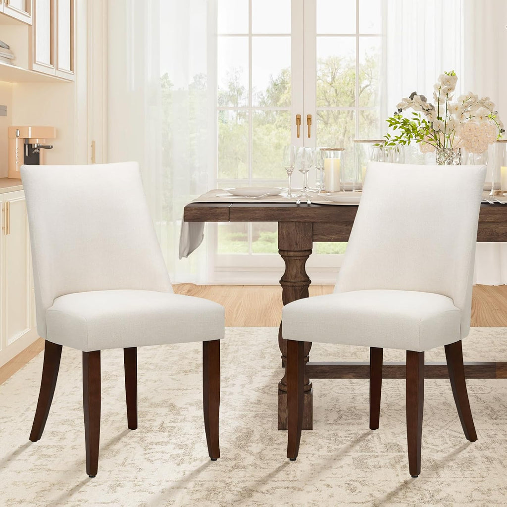 Upholstered Dining Chairs Set of 2, Mid Century Modern Kitchen Chairs with Back, Farmhouse Fabric Side Dining Room