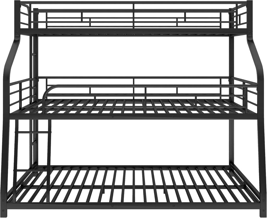Heavy Duty Triple Bunk Bed for Multiple Kids,Twin XL Over Full XL Over Queen Triple Bunk Bed with Long and Short