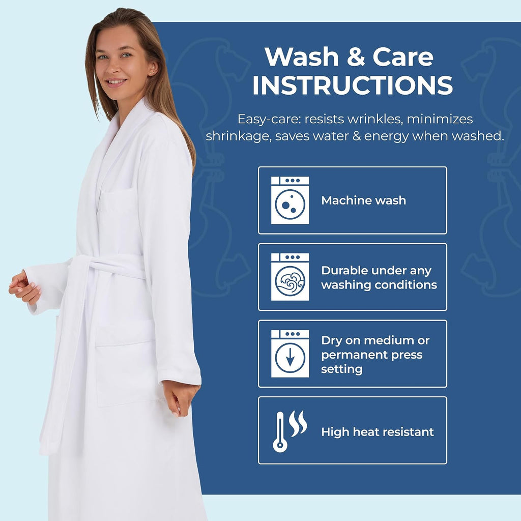 Unisex Plush Lined Microfiber Bath Robe | Soft Shell with Polyester Lining, Resort-Grade Hotel & Spa Robe with Pocket