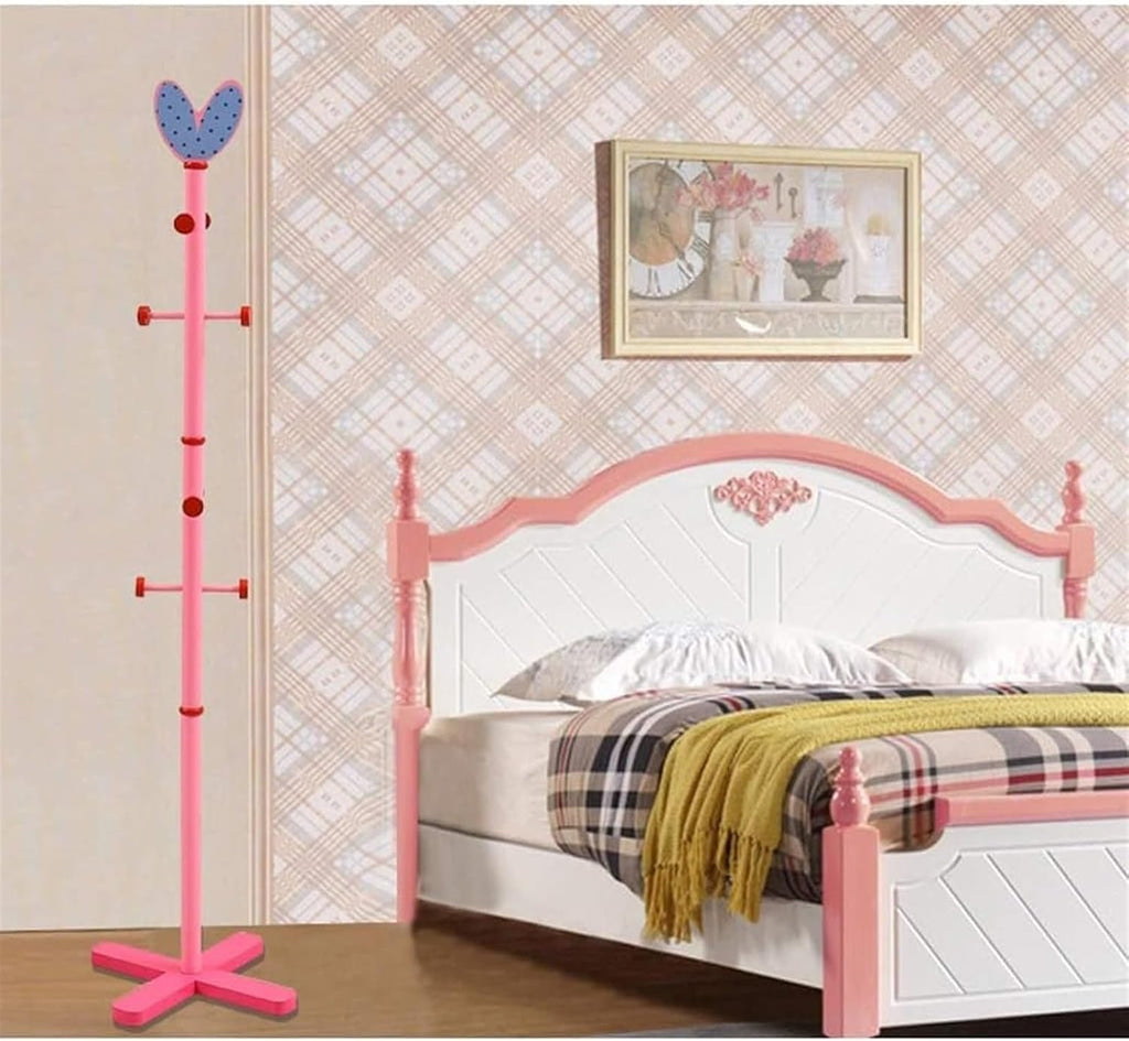 Freestanding Hall Tree, Cute Coat Rack Creative Love Shape Wood Clothes Hanger Stand Home Clothes Stand for Coats