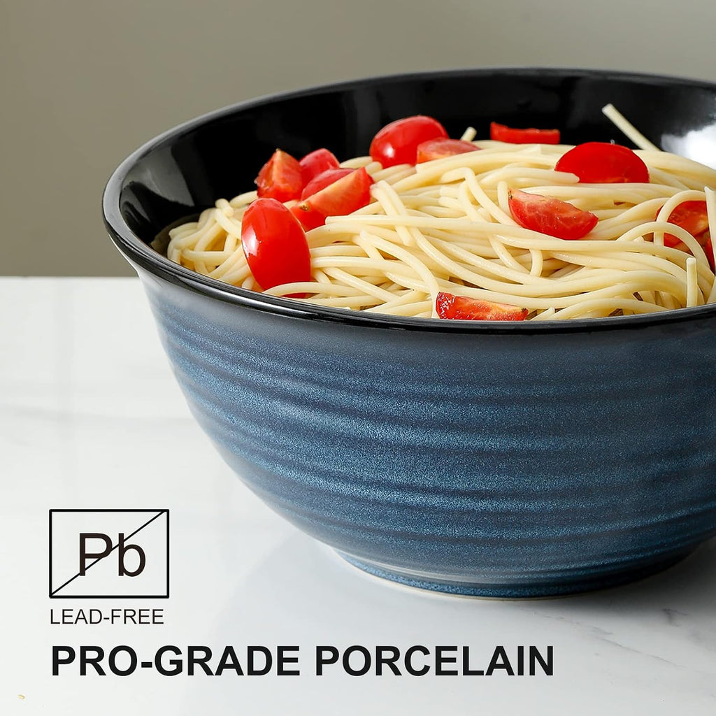 Ceramic Serving Bowls, 9 Inch Large Salad Bowls , 84 Ounce Mixing Bowl Set of 2, Ideal for Soup Pho Pasta Popcorn