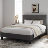 King Bed Frame and Headboard, Linen Upholstered King Bed Frame with Wood Slats Support, No Box Spring Needed