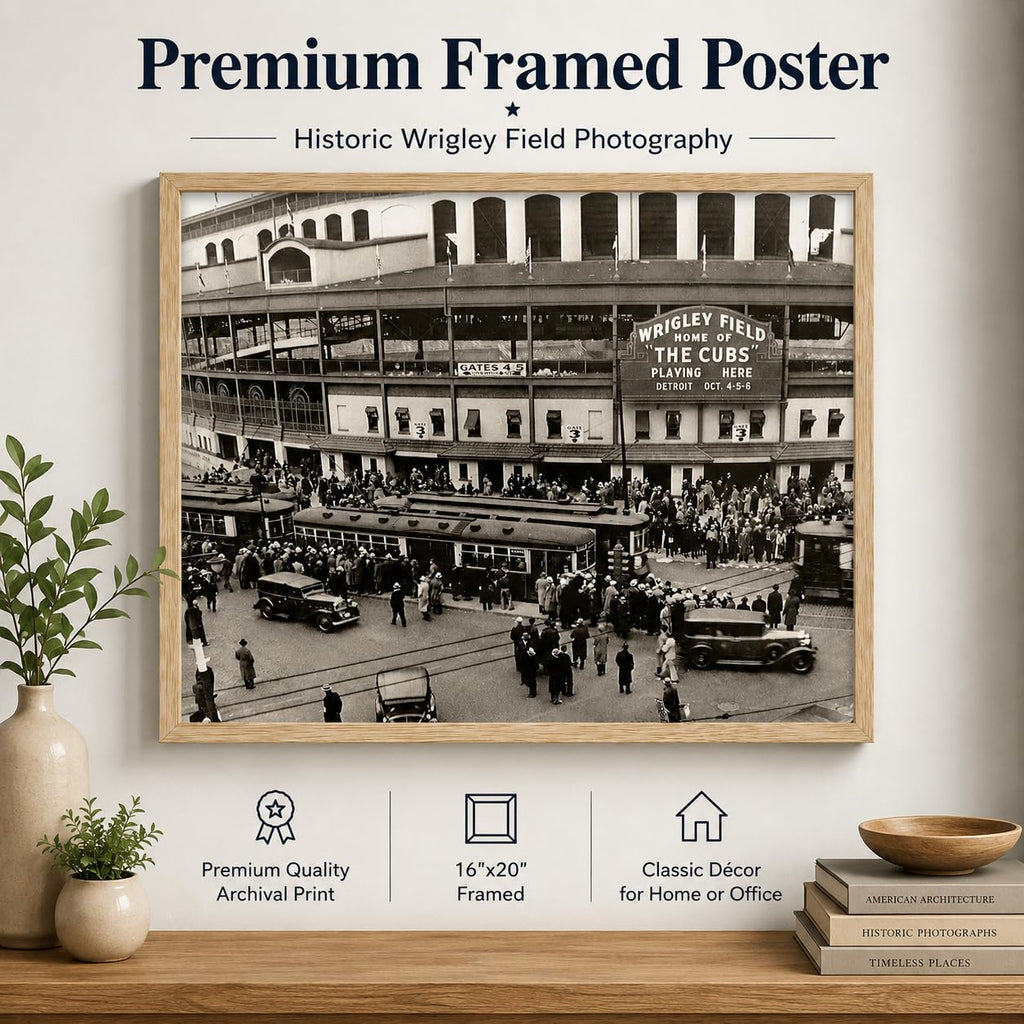 Historic Ballpark Framed Wall Vintage Chicago Stadium Photograph Classic Baseball Architecture Museum Style Display