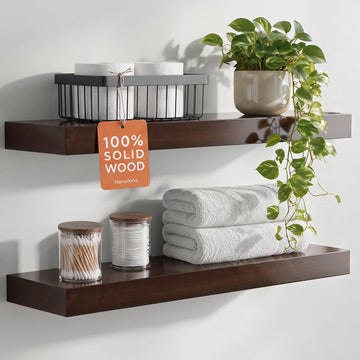 24inch Walnut Floating Shelves for Wall, High End Solid Real Wood 24in Floating Shelf , Dark Brown 24 inch Long