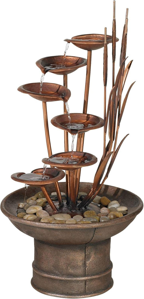 Ashton Water Lilies and Cat Tails 33" High Large Asian Indoor Outdoor Cottage Core Decor Resin Floor Fountain