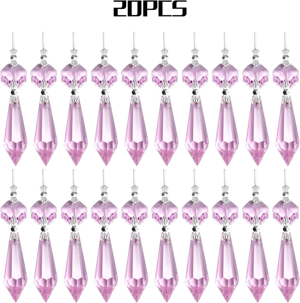 20 Pieces Chandelier Icicle Crystal U-Drop Prisms Lamp Parts Glass Pendants Beads for Wedding