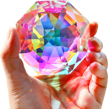 3inch Rainbow Sun Catcher Crystals for Windows AB Colored Large Prisms - Crystal Octagonal Beads Sun Catcher Prisms