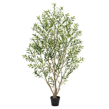 7ft Olive Trees Artificial Indoor, Tall Faux Olive Tree with Realistic Leaves and Lifelike Olives Fruits, Large Fake