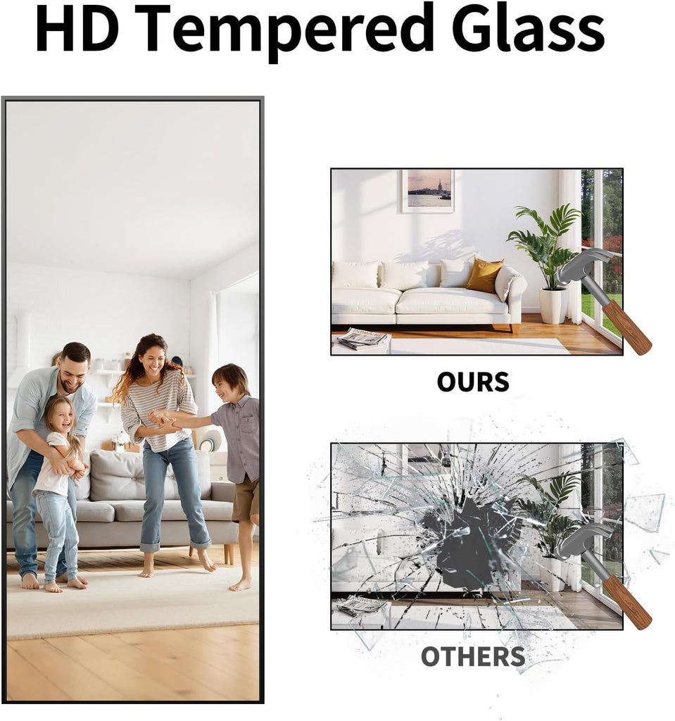 78"x35" Floor Mirror Full Length - Standing Mirror with Aluminum Alloy Frame, Large Body Mirror , Wall Mounted or
