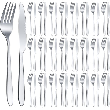 50 Pcs Stainless Steel Forks Silverware Set Dinner Forks and Knives