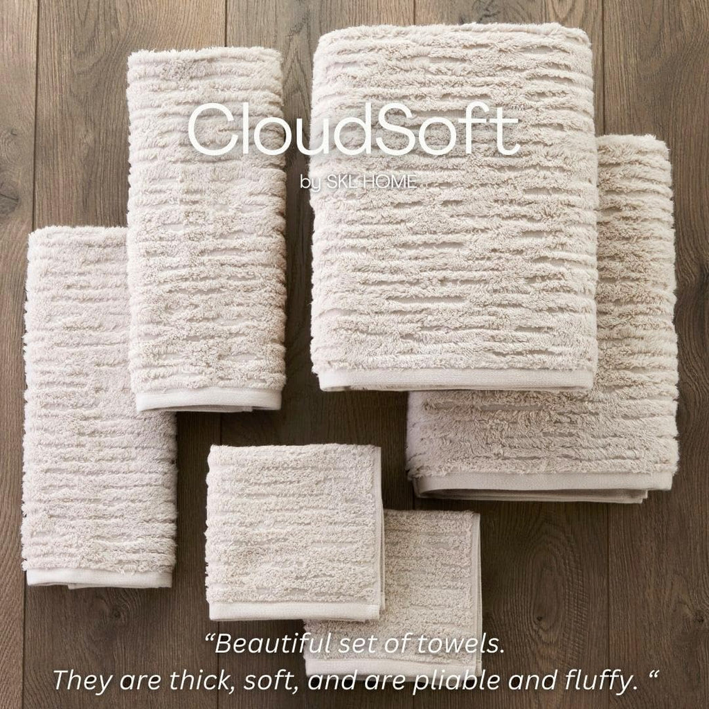 CloudSoft 100% Cotton Luxury 6-Piece Towel Set, 600 GSM, Ultra Plush & Absorbent - 2 Bath Towels, 2 Hand Towels, 2