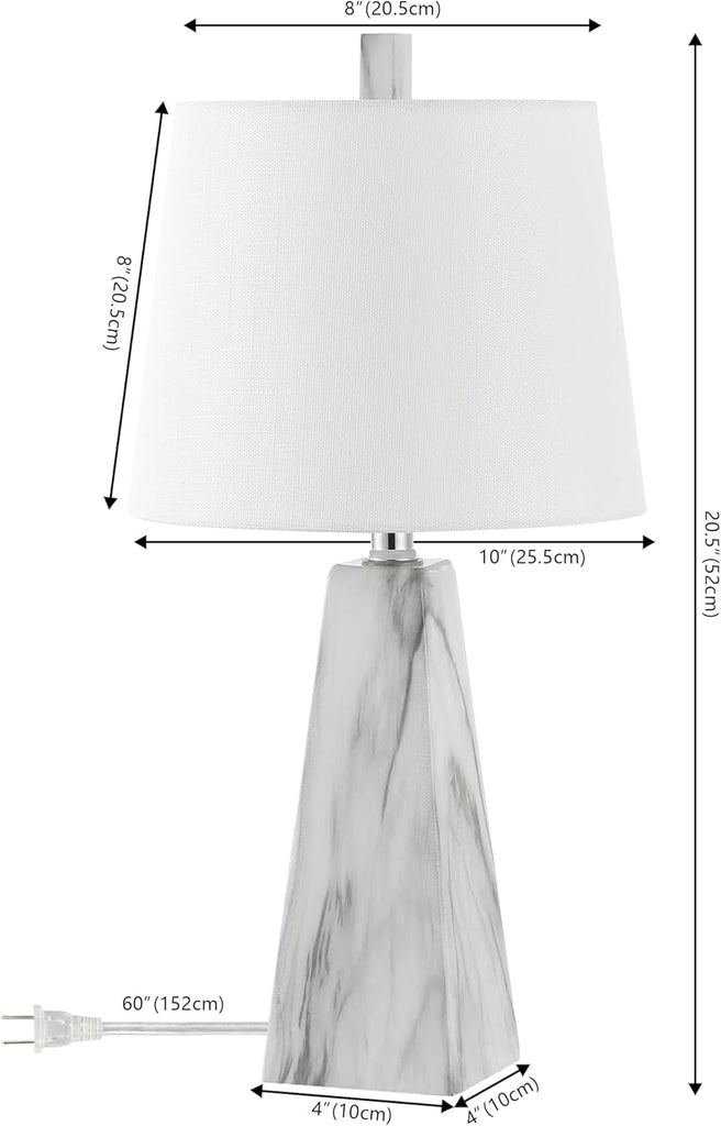 20.5" White Marble Finish Modern Resin Table Lamp Living Room