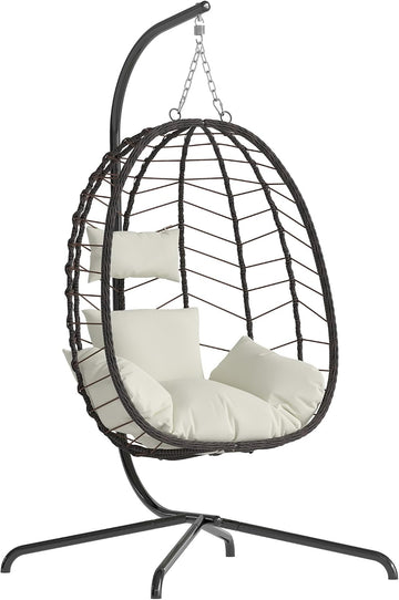 Egg Chair with Stand, Patio Wicker Bifanuo Hanging Chair, Hammock Swing Chair, 350LBS Capacity , Balcony