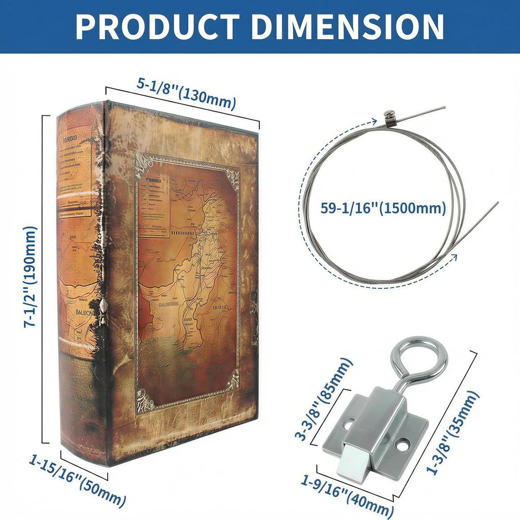 Hidden Bookcase Door Book Latch and Lock, Secret Book Latch Hidden Door Kit for Bookshelf Doors, DIY Secret Doors