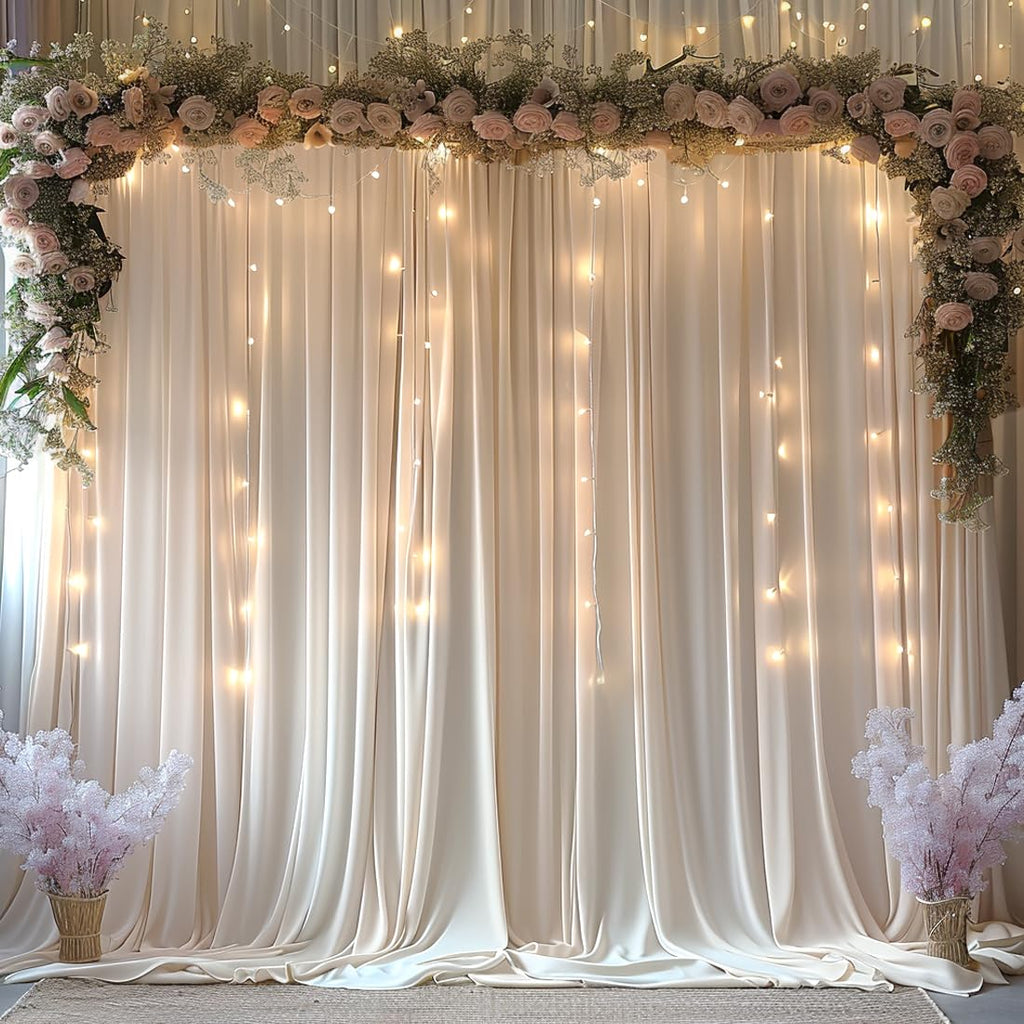 10x10ft Wrinkle Free Ivory Backdrop Curtain for Parties Soft Fabric Drapes Wedding Ivory Curtain Backdrop for