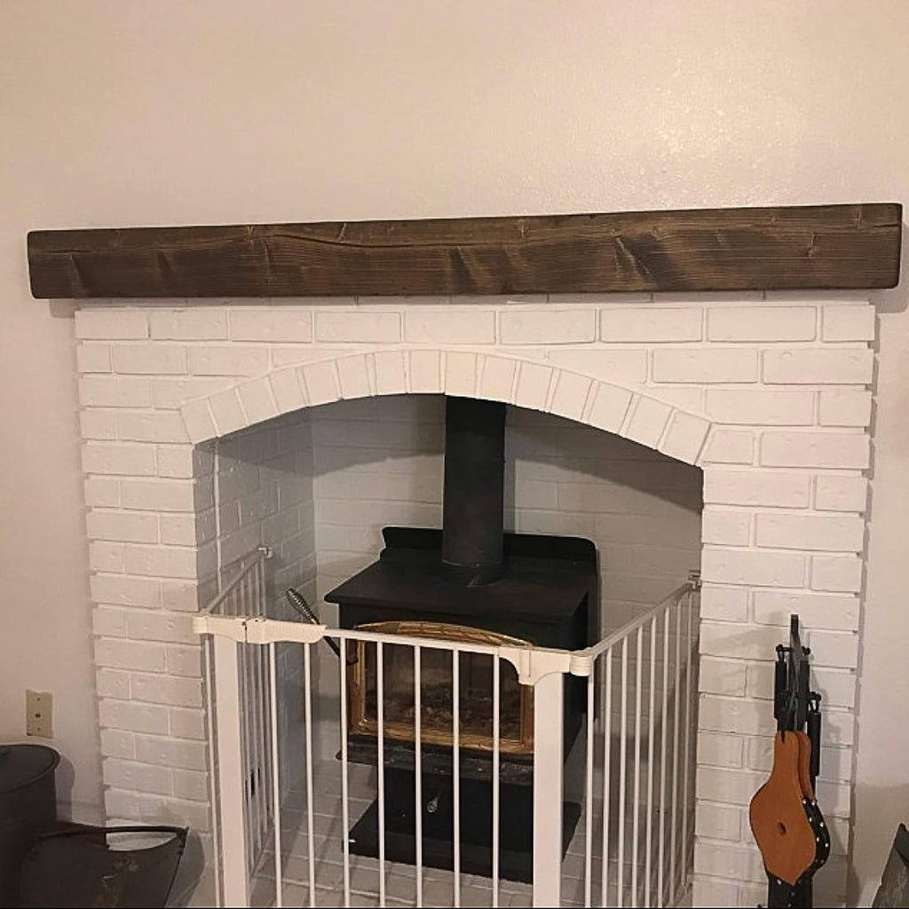 Rustic, Shelf, Floating Mantle, Real Wood, Beam, (Dark Brown, 60Lx6Hx8D)