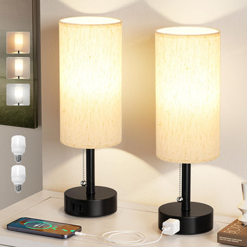 Bedside Table Lamps Set of 2 - Small Nightstand Lamp