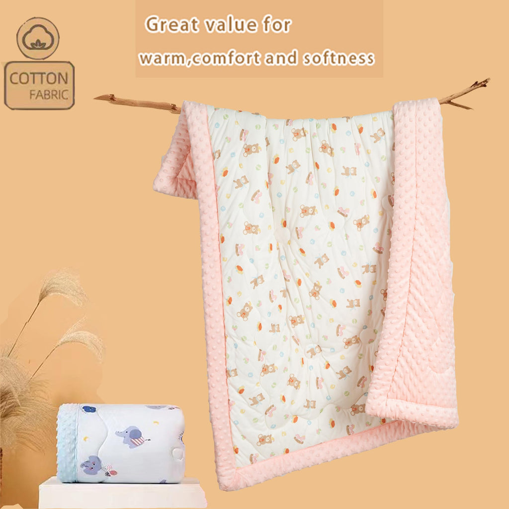 Baby Comforter 40"x40", Lightweight Down Alternative Quilted Blanket for Pack n Play, Bassinet & Crib, Soft Minky