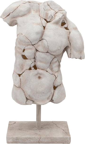 Resin Male Torso Sculpture - Contemporary Figurine, Accent for Bookshelf Styling, Coffee Tables, Shelves or Entryways