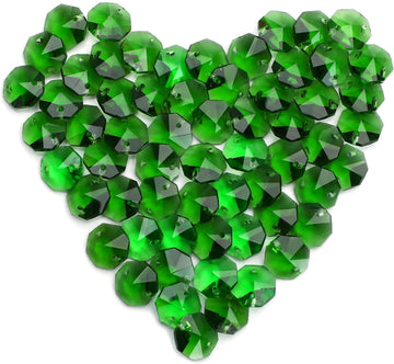 100 Pcs 14mm Green Octagon Crystal Beads Suncatcher Chandelier DIY