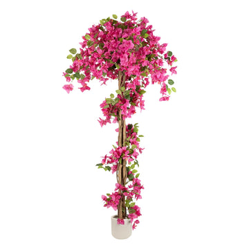 6FT Artificial Bougainvillea Tree, Faux Silk Bougainvillea Plant with Pot for Indoor Outdoor Decor, Tall Fake
