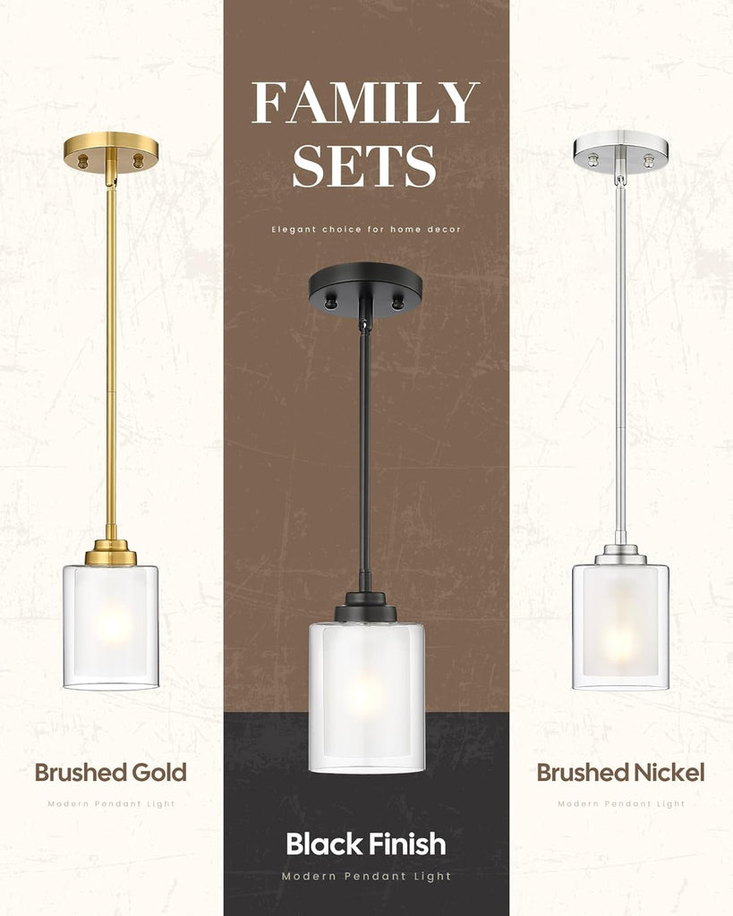 Modern Pendant Light, Matte Black Pendant Lights Kitchen Island,Farmhouse Pendant Lighting for Dining Room Bedroom