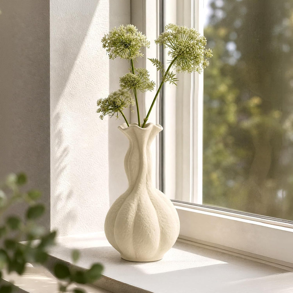 Ceramic Flower Vase, 10" Decorative Pampas Vase