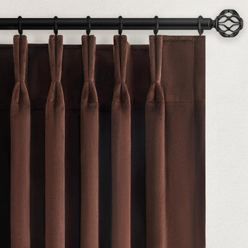Dark Brown Velvet Blackout Curatins 2 Panels Heavy Thick Vintage Luxury Pinch Pleated Curtain Drapes with Hooks Rings for Living Room Bedrooom,Chocolate Home Decor