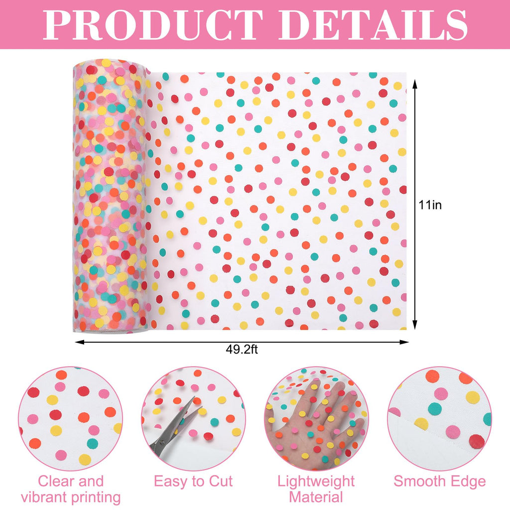 Polka Dot Tulle Table Runner 11 Inch x 16.4 Yards, 49.2 FT