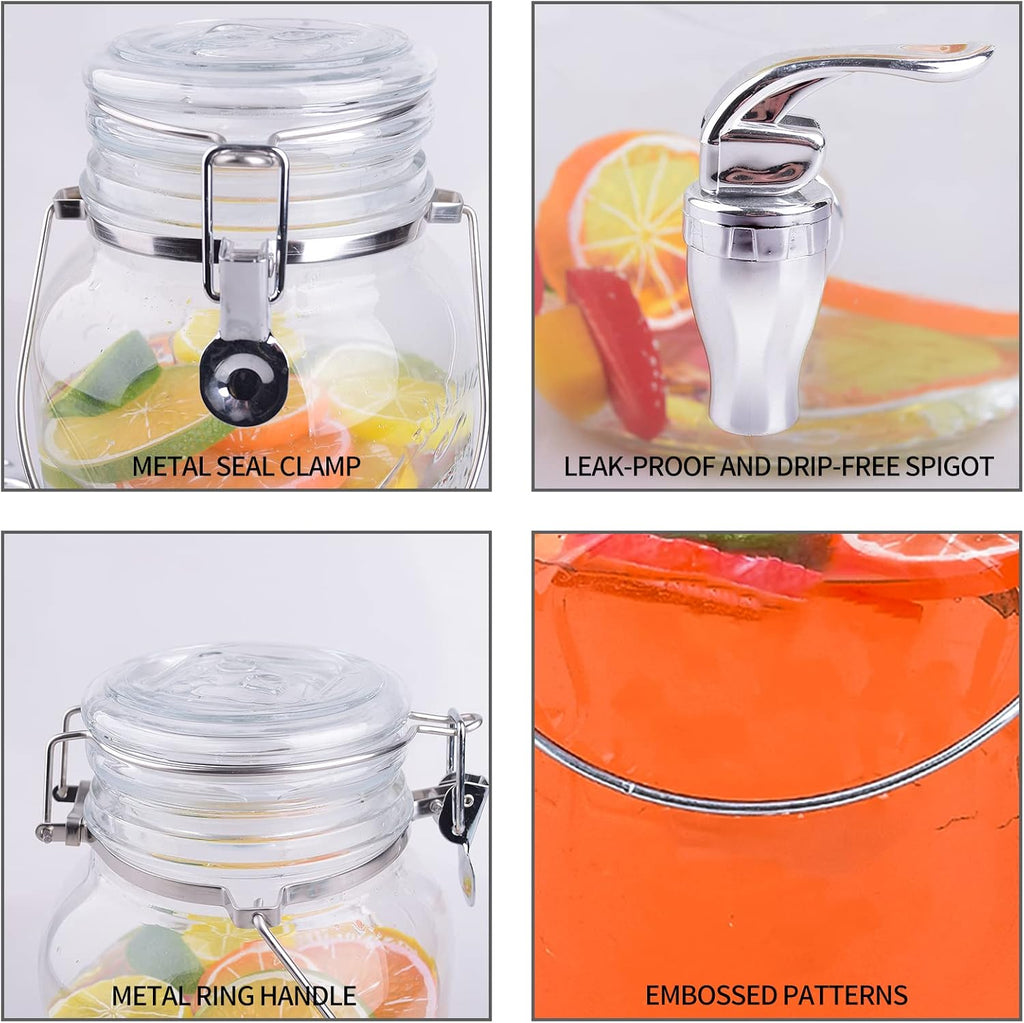 Gallon for Parties,2 Pack Beverage Dispenser With Spigot,Laundry Detergent Dispenser Punch Bowls Juice Water - Set of 2