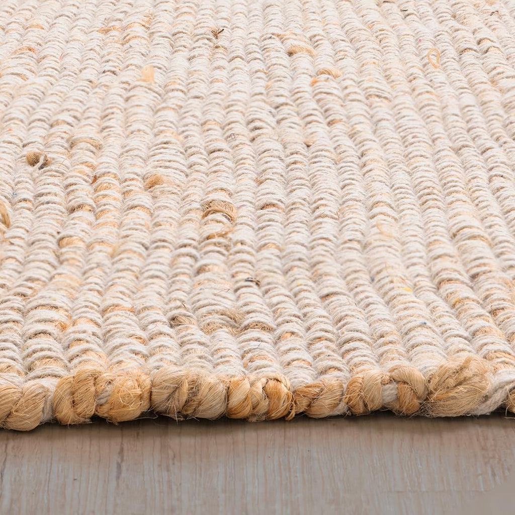 Rectangle Jute Cotton Area Rug - Natural