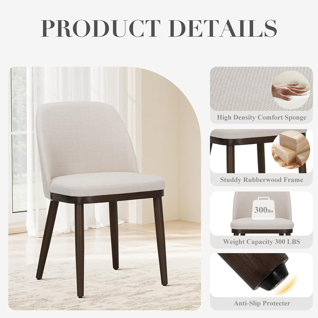 Upholstered Dining Chairs Set of 2, Modern Kitchen Chairs with Back