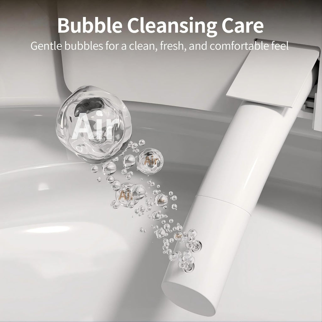 Compact Smart Toilet with Bidet Built In for Small Bathroom, Microbubble Wash Auto Flush Water Filter