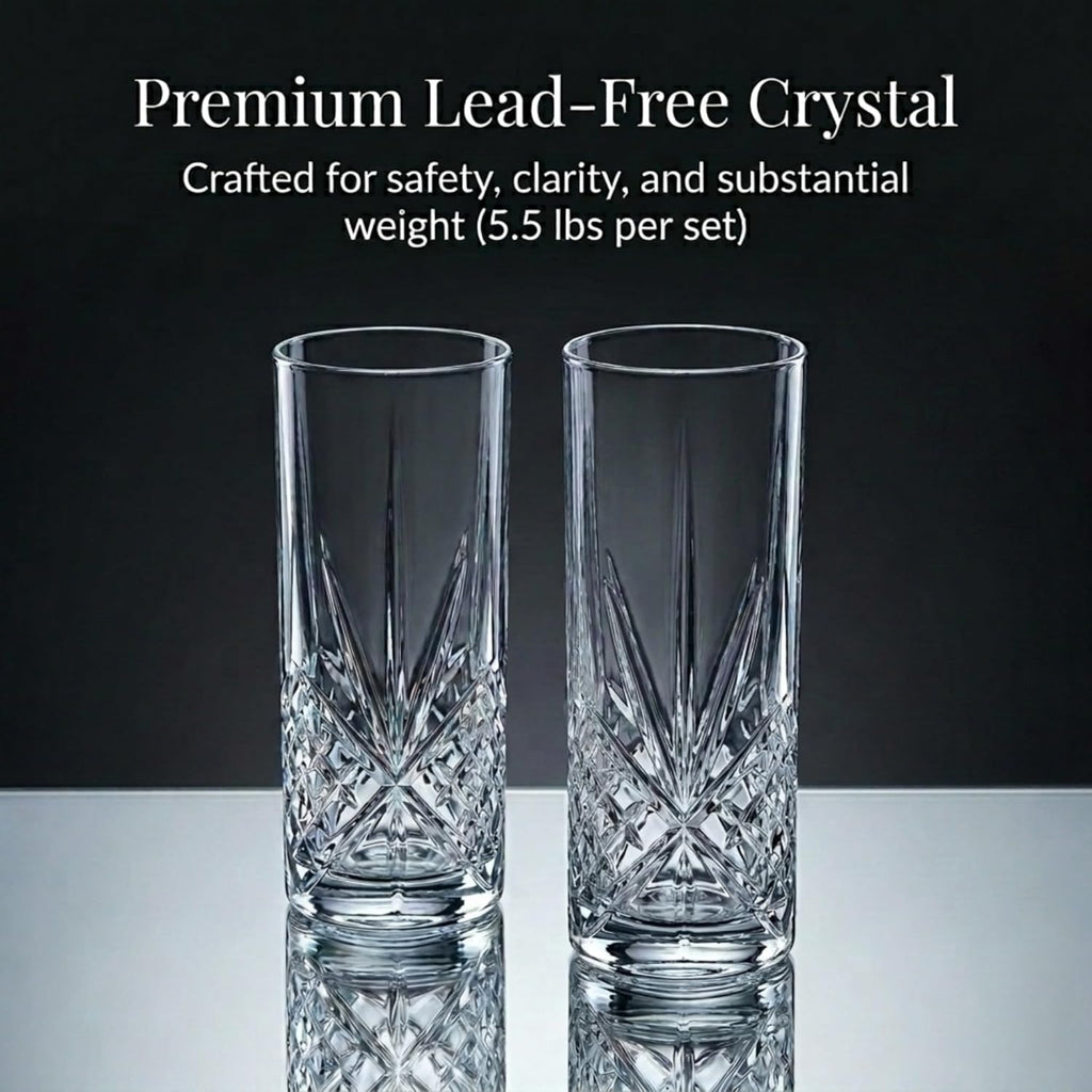 Tall Beverage Glasses Collins All Purpose Drinking Glasses- Dublin Collection, SET OF 4