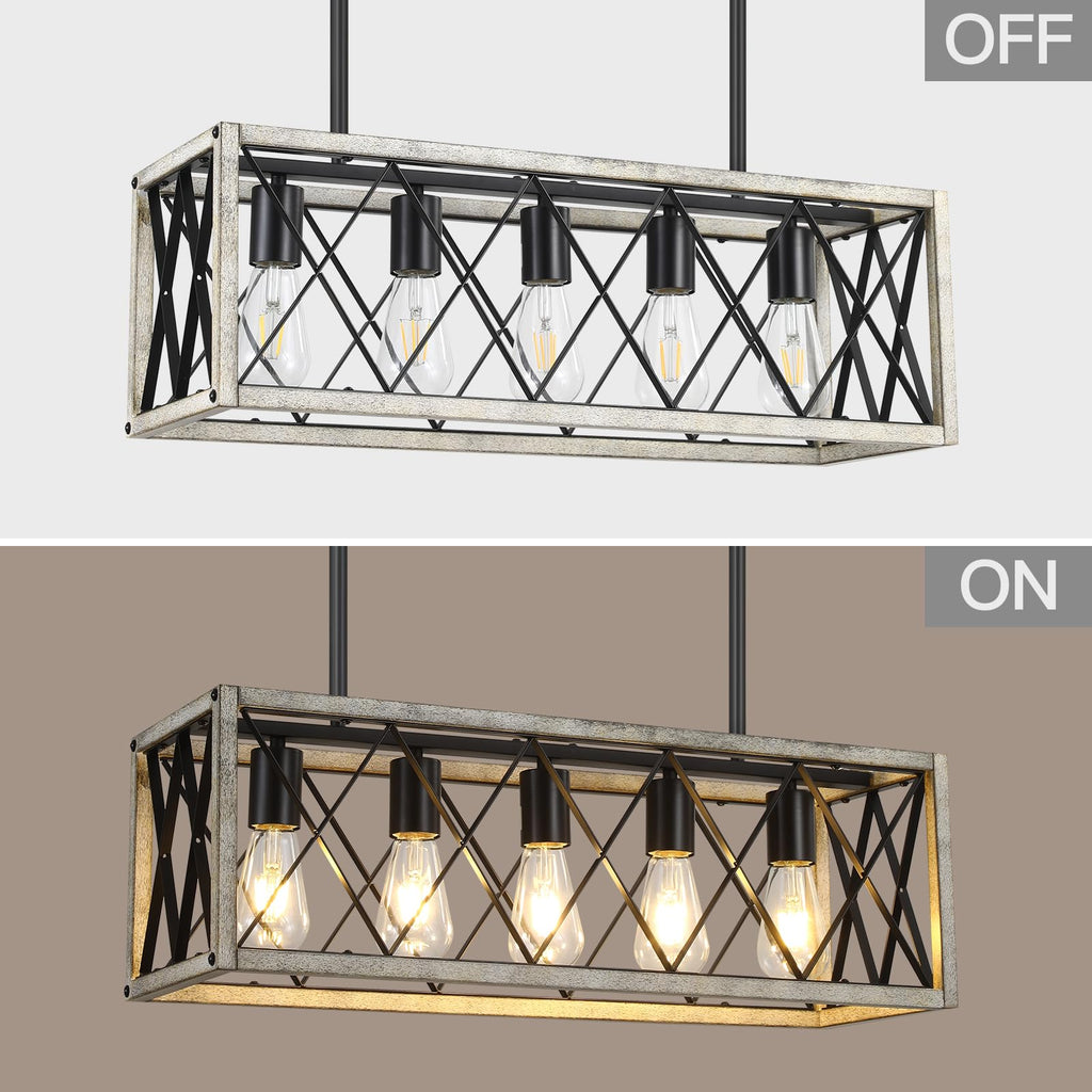 5-Light Farmhouse Kitchen Light, Adjustable Height Pendant Lighting.