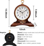 Rnuie Desk Clock for Table Decor, Retro Mantel Clock Battery Operated for Fireplace Mantel, Living Room, Bedroom