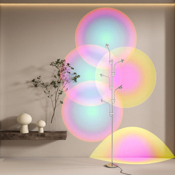 RGBW Halo Projector Floor Lamp - 4000K LED with Replaceable Color Filters - Light and Shadow Mood Li