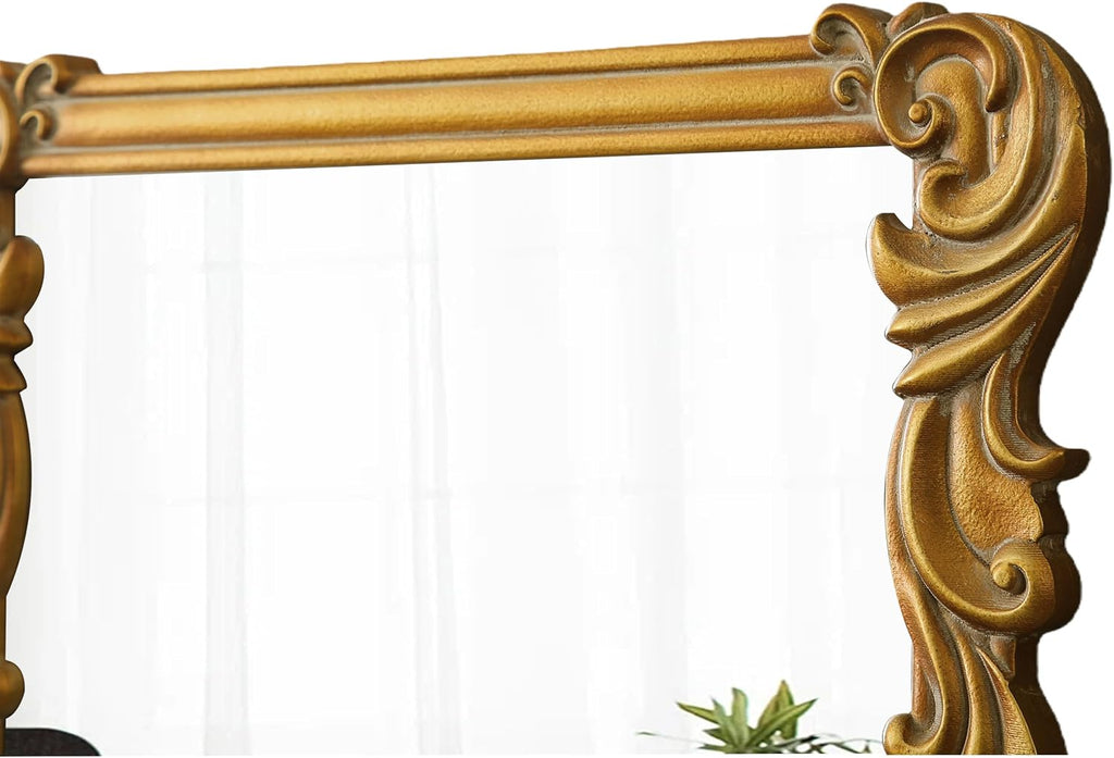 Antique Gold Baroque Mirrors for Wall Decor 30 X 21 Inch, Hanging Rectangular Wooden Frame Vintage Mirror