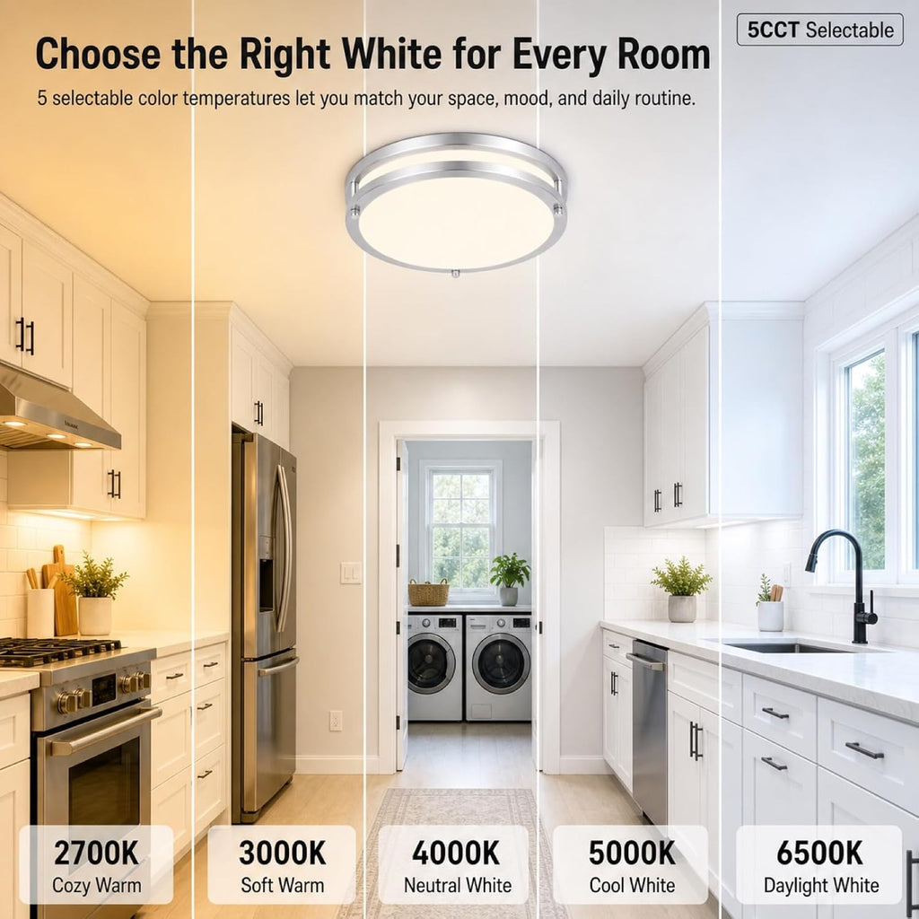 2-Pack 36W Dimmable LED Ceiling Light Fixtures Super Bright 3600LM, 12in Modern Flush Mount Ceiling Light