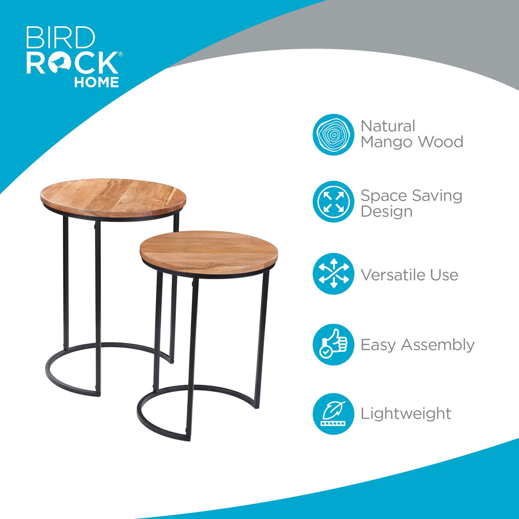 Wooden Nesting Side Tables - Mid Century Modern Stackable Coffee - Space-Saving Wooden End, Centerpiece, Office
