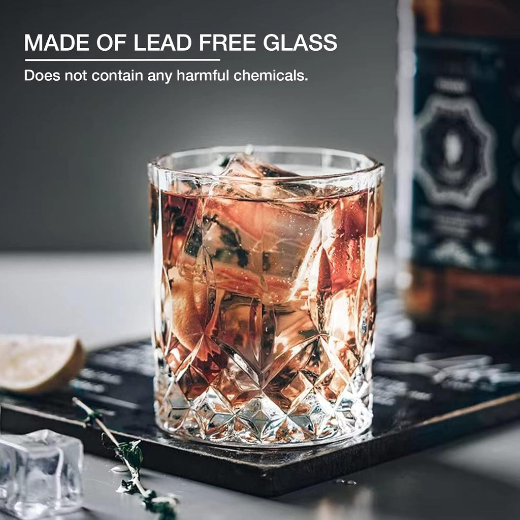 Drinking Glasses, 8 Piece Crystal Glass Cups, Mixed Glassware Set, 4 pcs Crystal Old Fashioned 11oz Highballs and 4